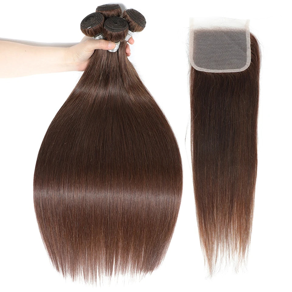 Lace Front Chocolate Straight Bundles