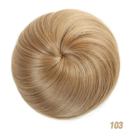 Women Synthetic Chignon Hair Bun Donut Clip In Hairpiece Extensions Brown Red Synthetic High Temperature Fibre AOSIWIG