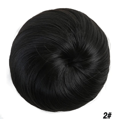 Women Synthetic Chignon Hair Bun Donut Clip In Hairpiece Extensions Brown Red Synthetic High Temperature Fibre AOSIWIG