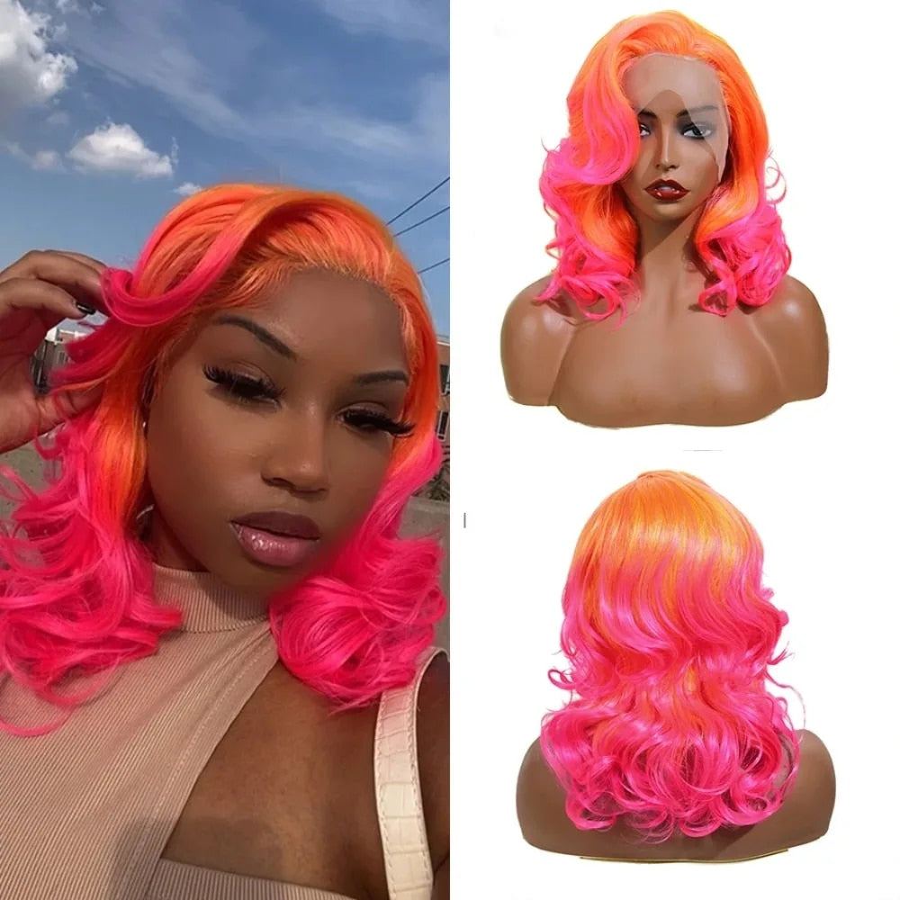 Sherbert Orange Pink Ombre Wig