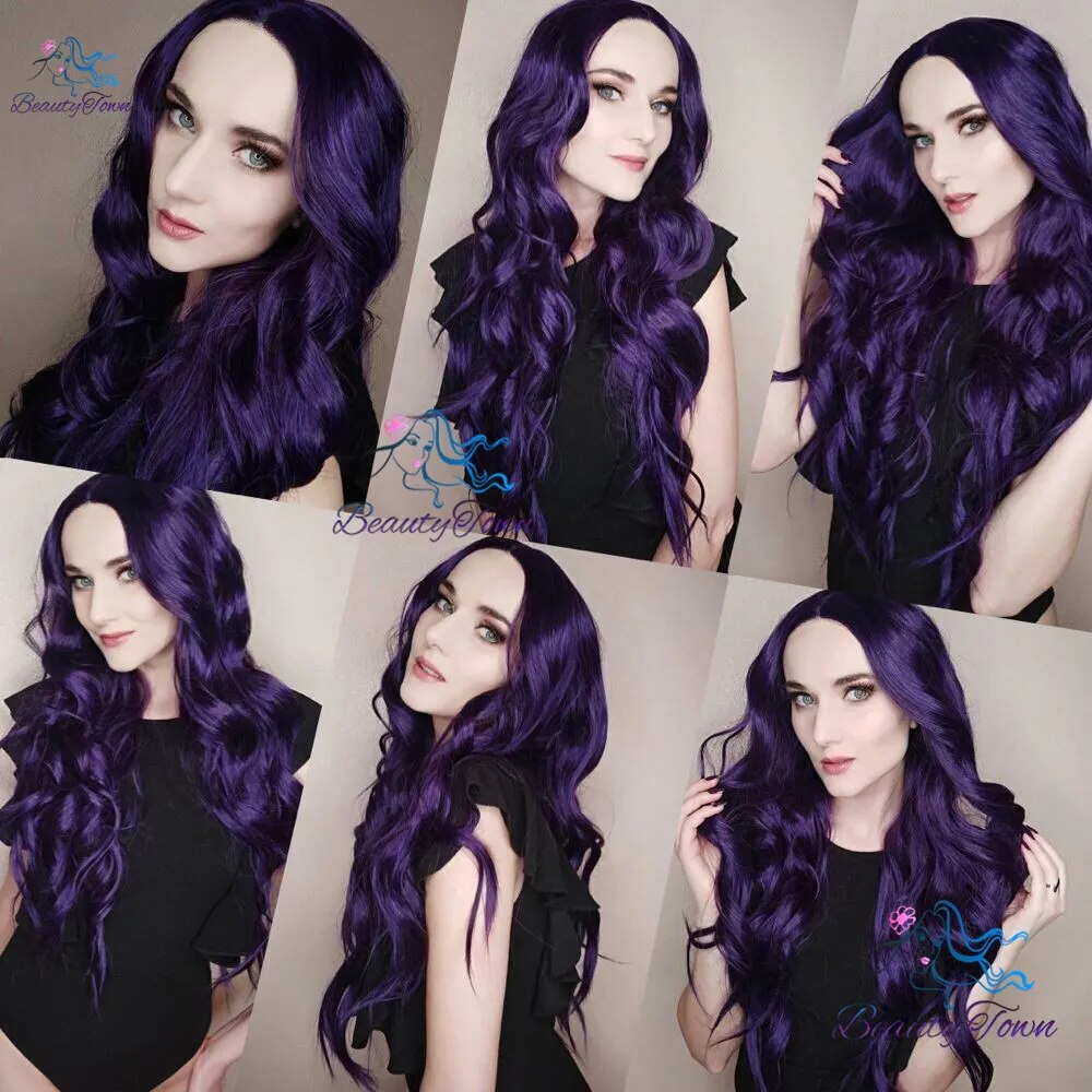 Gothic Mermaid Dark Purple Wavy Wig