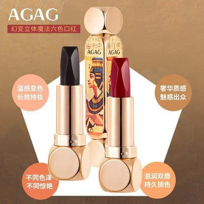 Retro Egyptian Lipstick 6 Colors in 1  Matte Liquid  Makeup Set    Long-lasting Wear Non-stick Cup