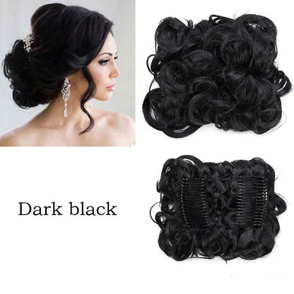 S-noilite Synthetic LARGE Comb Clip In Curly Hair Extension Chignon Hair Pieces Women Updo Cover Hairpiece Extension Hair Bun