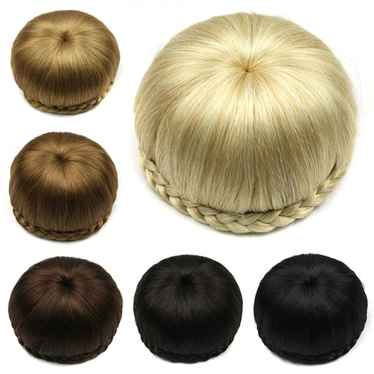 Soowee Braided Clip In Hair Bun Hair Chignon Donut Roller Hairpieces Chignon Hairpiece Hair Accessories for Women Headwear