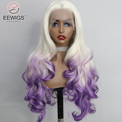 Blonde Purple Wavy Long Wig